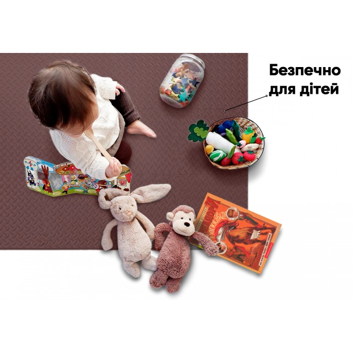 Татамі мат EasyFit SwallowTail 4 шт (60х60х1 см) пазл хвіст ластівки коричневий