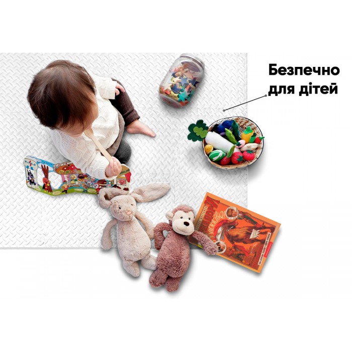 Татамі мат EasyFit SwallowTail 4 шт (60х60х1 см) пазл хвіст ластівки білий