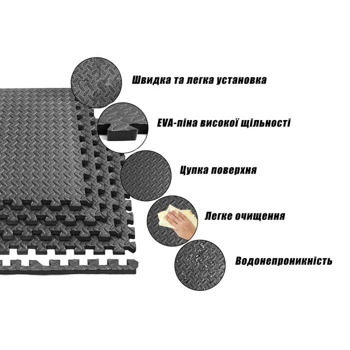 Татами мат EasyFit SwallowTail-2 4 шт (60х60х2 см) пазл ласточкин хвост с бортиком