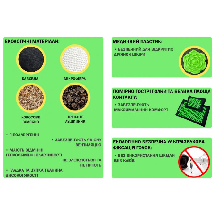 Массажный коврик EasyFit AcuRelax с иголками (аппликатор Кузнецова) черно-зеленый