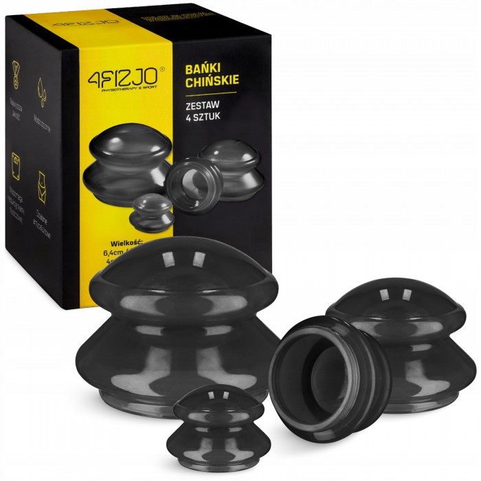 Вакуумні масажні банки 4FIZJO MED+ силіконові для тіла (китайські/атніцелюлітні банки) 4 шт Black (P-5907739314932)