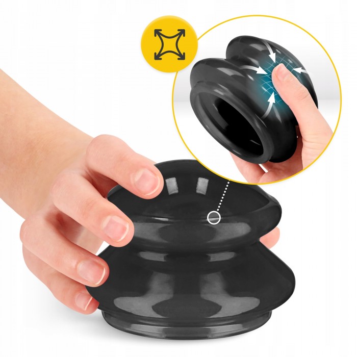 Вакуумні масажні банки 4FIZJO MED+ силіконові для тіла (китайські/атніцелюлітні банки) 4 шт Black (P-5907739314932)