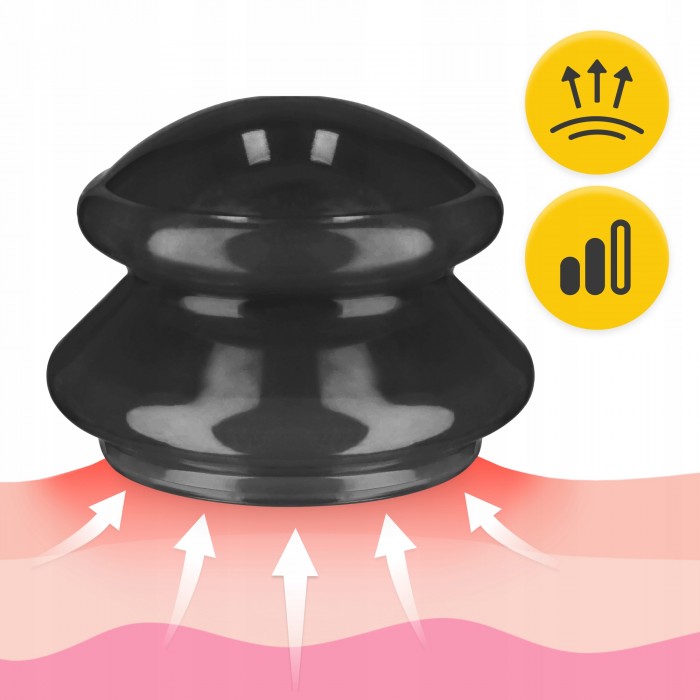 Вакуумні масажні банки 4FIZJO MED+ силіконові для тіла (китайські/атніцелюлітні банки) 4 шт Black (P-5907739314932)