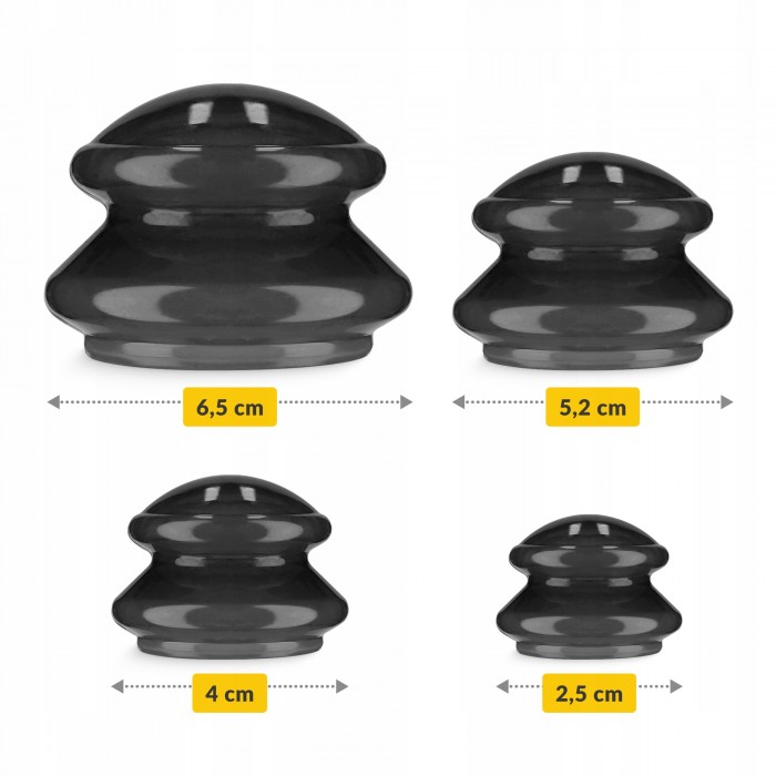 Вакуумні масажні банки 4FIZJO MED+ силіконові для тіла (китайські/атніцелюлітні банки) 4 шт Black (P-5907739314932)
