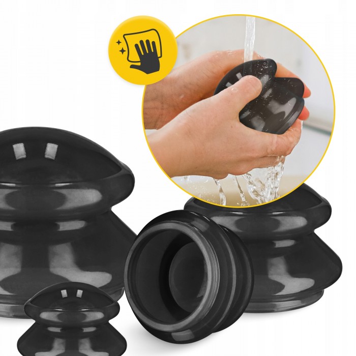 Вакуумні масажні банки 4FIZJO MED+ силіконові для тіла (китайські/атніцелюлітні банки) 4 шт Black (P-5907739314932)