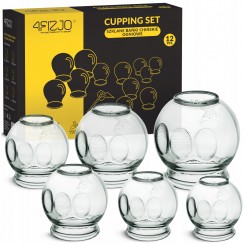 Вакуумні масажні банки 4FIZJO для тіла (китайські/атніцелюлітні банки) 12 шт скляні (P-5905973402231)