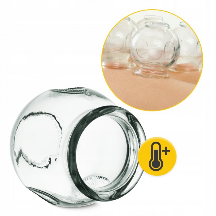 Вакуумні масажні банки 4FIZJO для тіла (китайські/атніцелюлітні банки) 12 шт скляні (P-5905973402231)