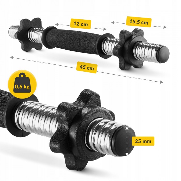 Гриф гантельний 4FIZJO 45 см 25 мм 2 шт (P-5905973401098)