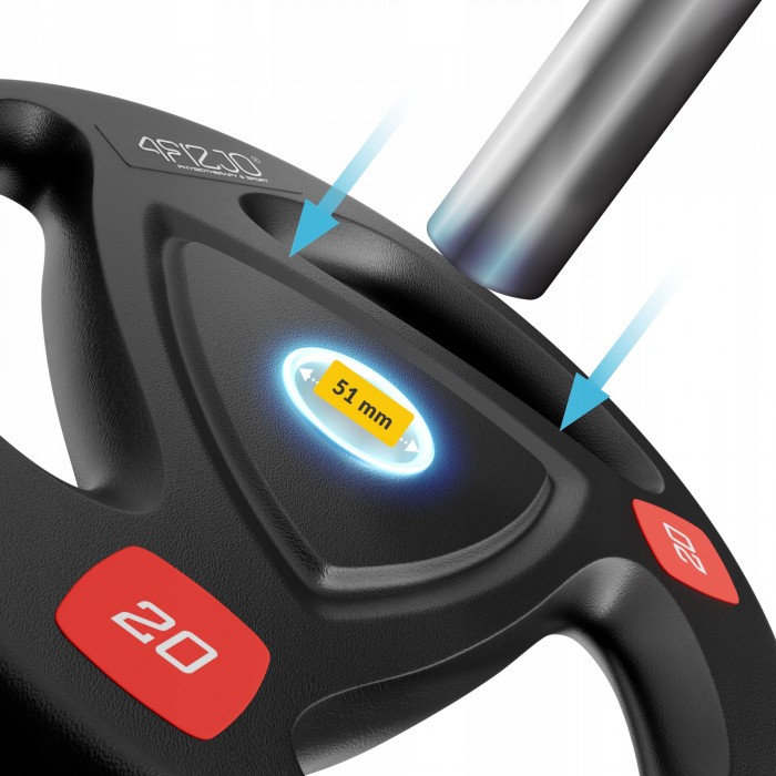 Диск олімпійський 4FIZJO 1 x 20 кг 51 мм металевий, прогумований Black (P-5905973401296)