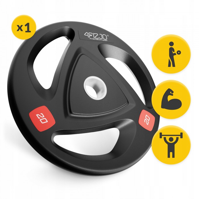 Диск олімпійський 4FIZJO 1 x 20 кг 51 мм металевий, прогумований Black (P-5905973401296)
