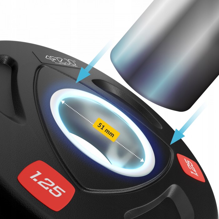 Диск олімпійський 4FIZJO 2 x 1.25 кг 51 мм металевий, прогумований Black (P-5905973401258)