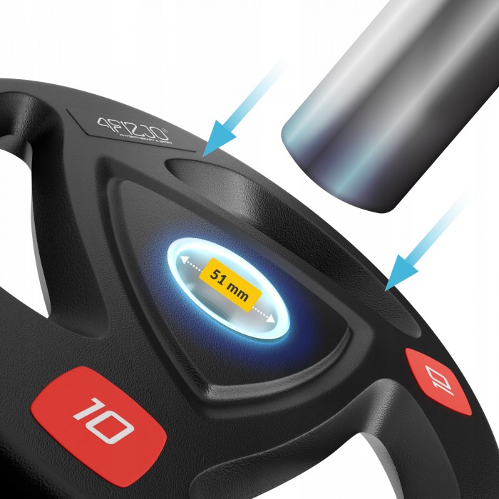 Диск олімпійський 4FIZJO 2 x 10 кг 51 мм металевий, прогумований Black (P-5905973401289)