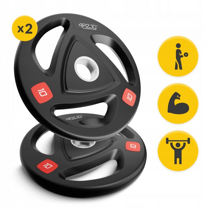 Диск олімпійський 4FIZJO 2 x 10 кг 51 мм металевий, прогумований Black (P-5905973401289)