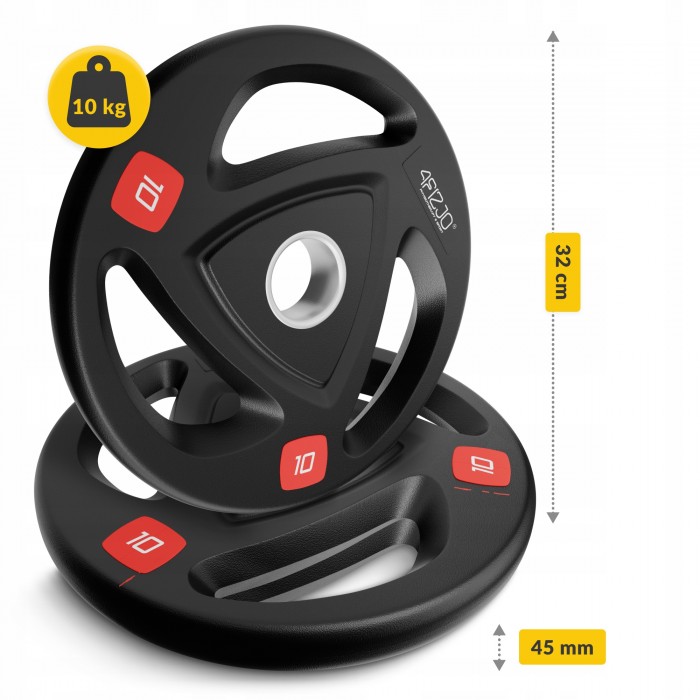 Диск олімпійський 4FIZJO 2 x 10 кг 51 мм металевий, прогумований Black (P-5905973401289)
