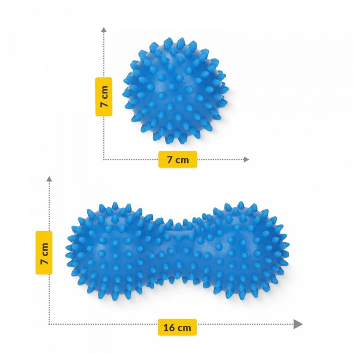 Масажний м'яч подвійний з шипами 4FIZJO Spike+ 7 x 16 см Blue (P-5905973403337)