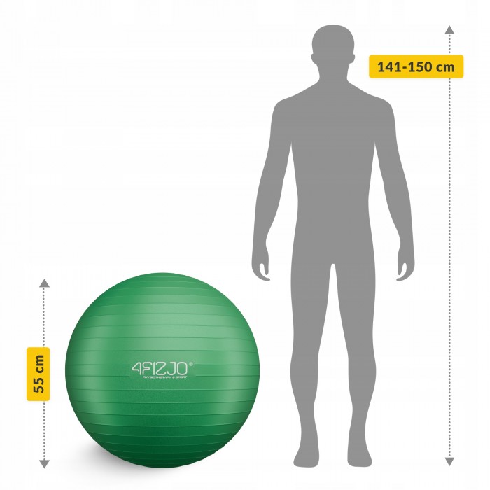 М'яч для фітнесу (фітбол) 4FIZJO 55 см Anti-Burst Green (P-5907739316264)