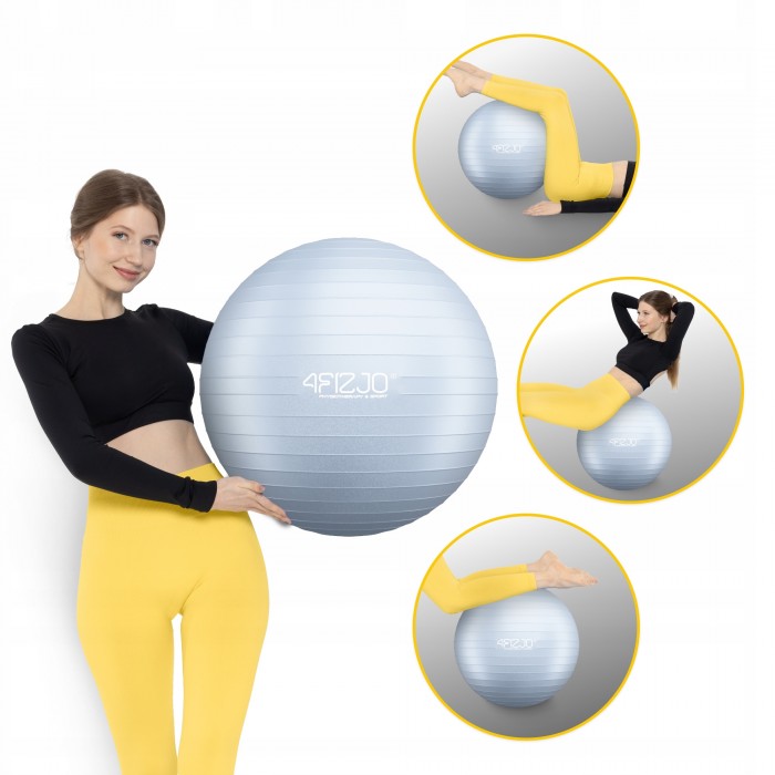 М'яч для фітнесу (фітбол) 4FIZJO 55 см Anti-Burst Grey (P-5905973404747)