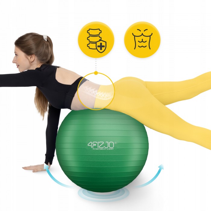 М'яч для фітнесу (фітбол) 4FIZJO 65 см Anti-Burst Green (P-5907739316332)