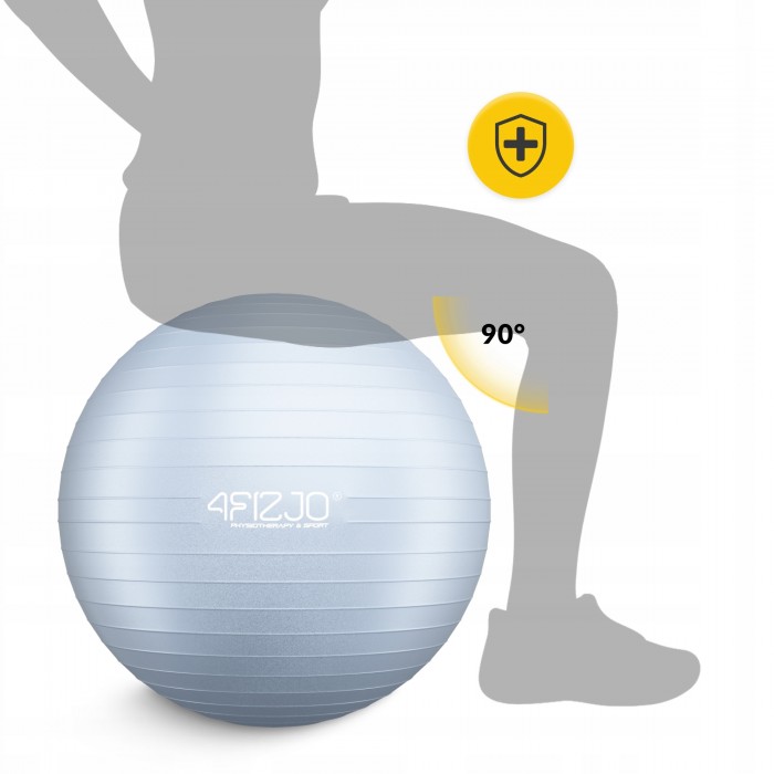 М'яч для фітнесу (фітбол) 4FIZJO 65 см Anti-Burst Grey (P-5905973404785)
