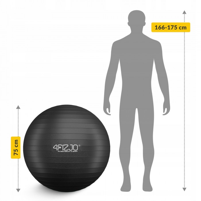 М'яч для фітнесу (фітбол) 4FIZJO 75 см Anti-Burst Black (P-5907739316370)