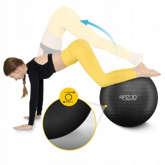 М'яч для фітнесу (фітбол) 4FIZJO 75 см Anti-Burst Black (P-5907739316370)