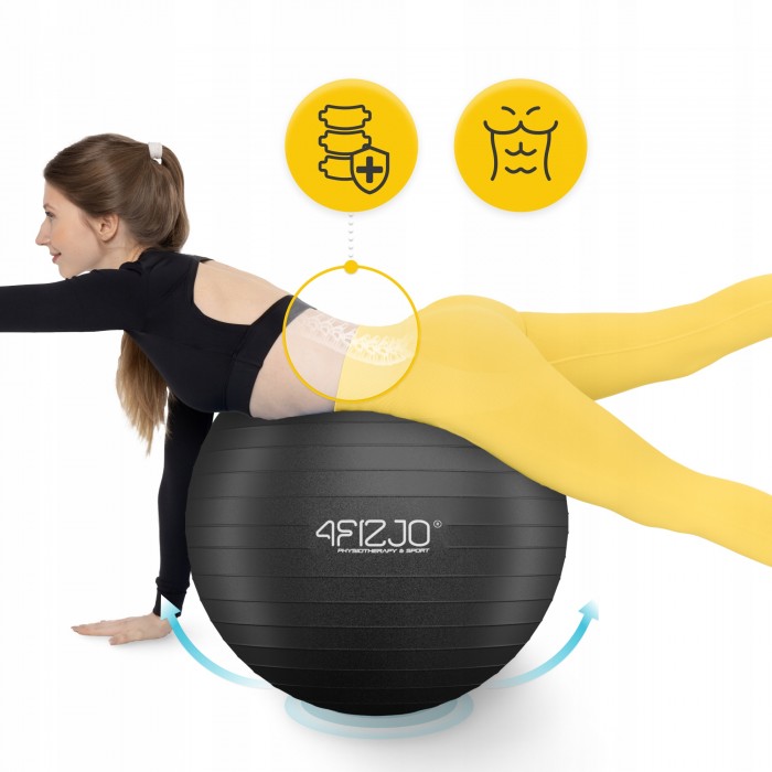 М'яч для фітнесу (фітбол) 4FIZJO 75 см Anti-Burst Black (P-5907739316370)