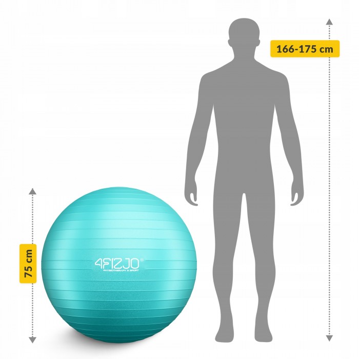 М'яч для фітнесу (фітбол) 4FIZJO 75 см Anti-Burst Mint (P-5905973404792)