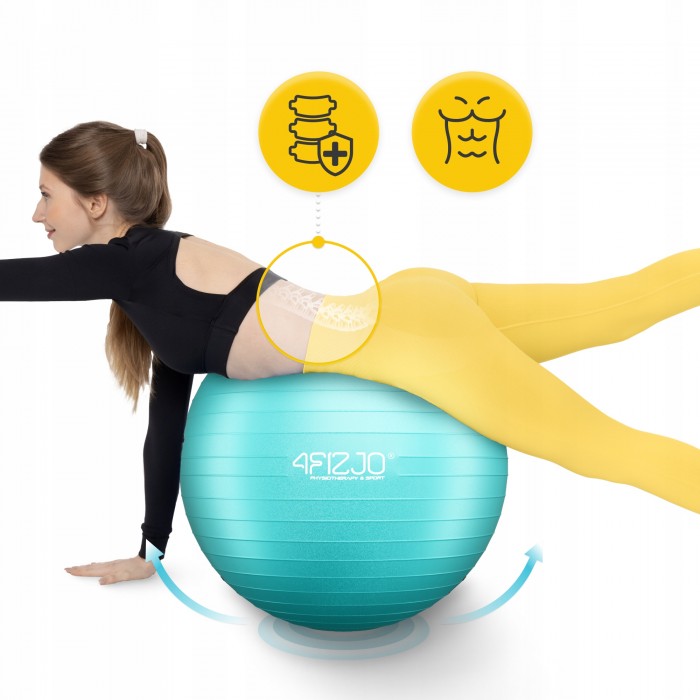 М'яч для фітнесу (фітбол) 4FIZJO 75 см Anti-Burst Mint (P-5905973404792)