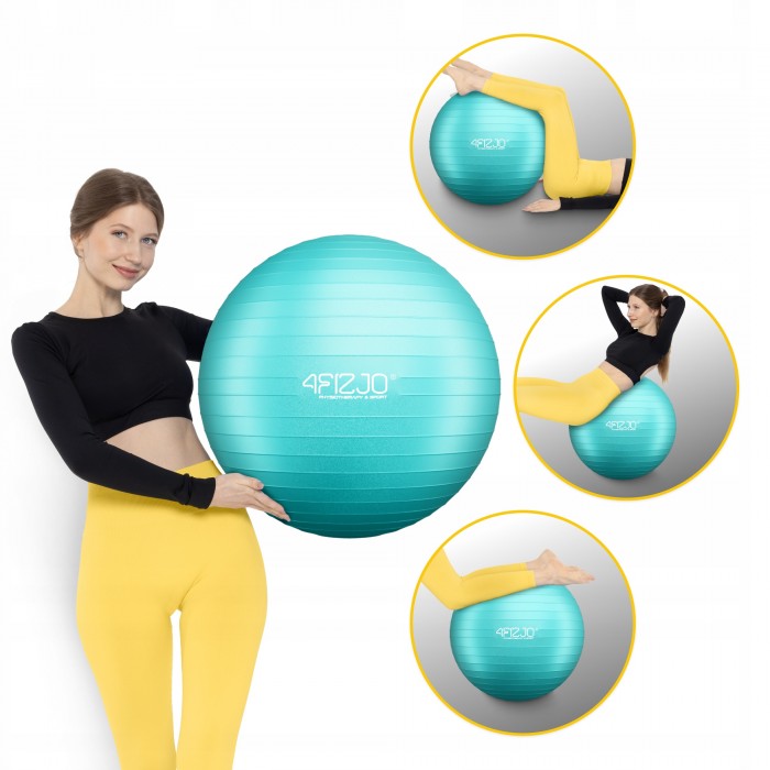 М'яч для фітнесу (фітбол) 4FIZJO 75 см Anti-Burst Mint (P-5905973404792)