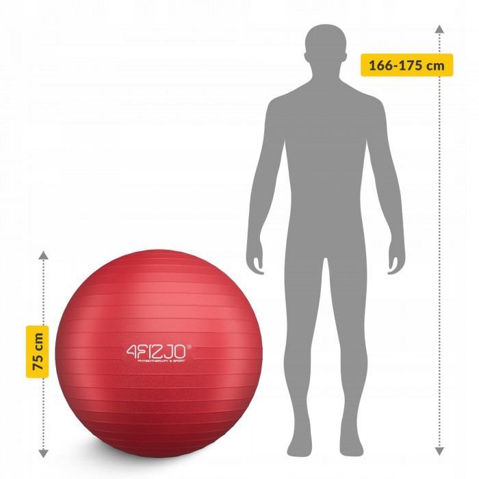 Мяч для фитнеса (фитбол) 4FIZJO 75 см Anti-Burst Red (P-5907739316356)