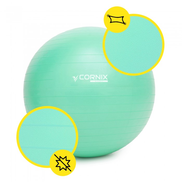 М'яч для фітнесу (фітбол) Cornix 55 см Anti-Burst XR-0360 Mint