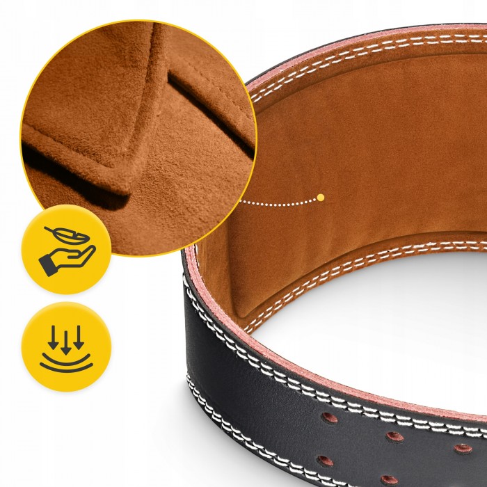 Пояс для важкої атлетики 4FIZJO шкіряний Size L Black (P-5905973404310)