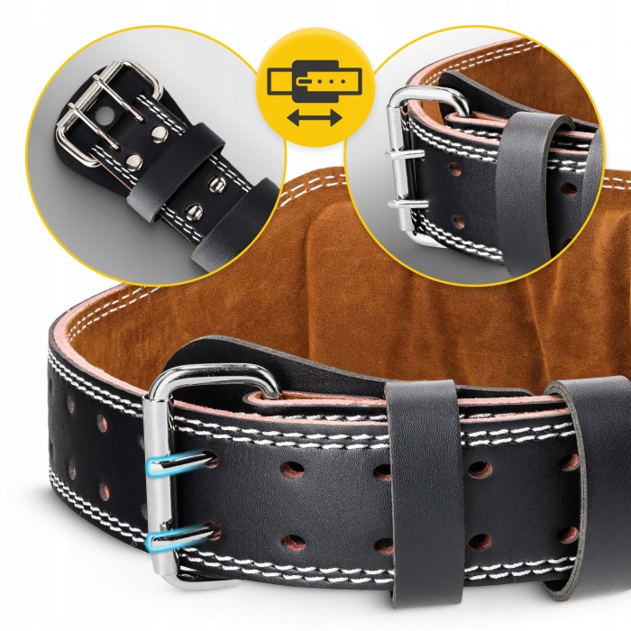 Пояс для важкої атлетики 4FIZJO шкіряний Size L Black (P-5905973404310)