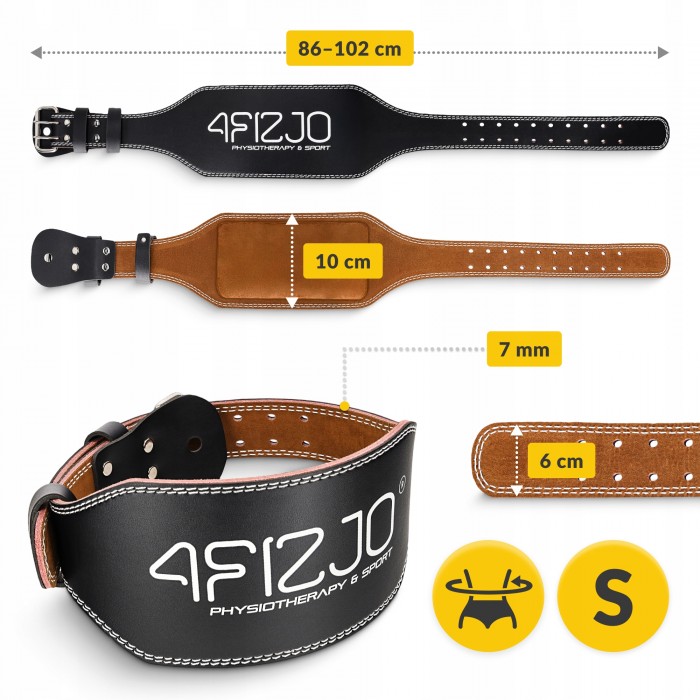 Пояс для тяжелой атлетики 4FIZJO кожаный Size S Black (P-5905973404297)