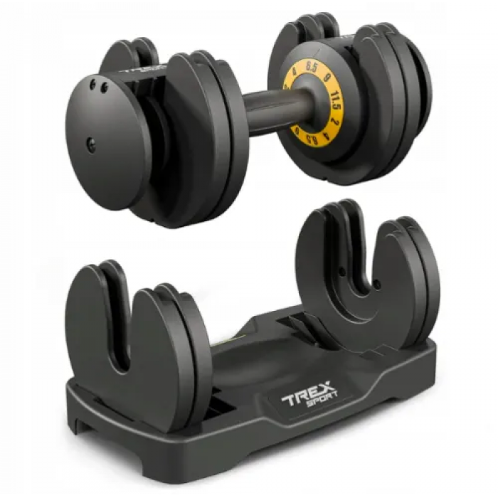 Гантель розбірний регульований Trex Sport 2-11,5кг чорний