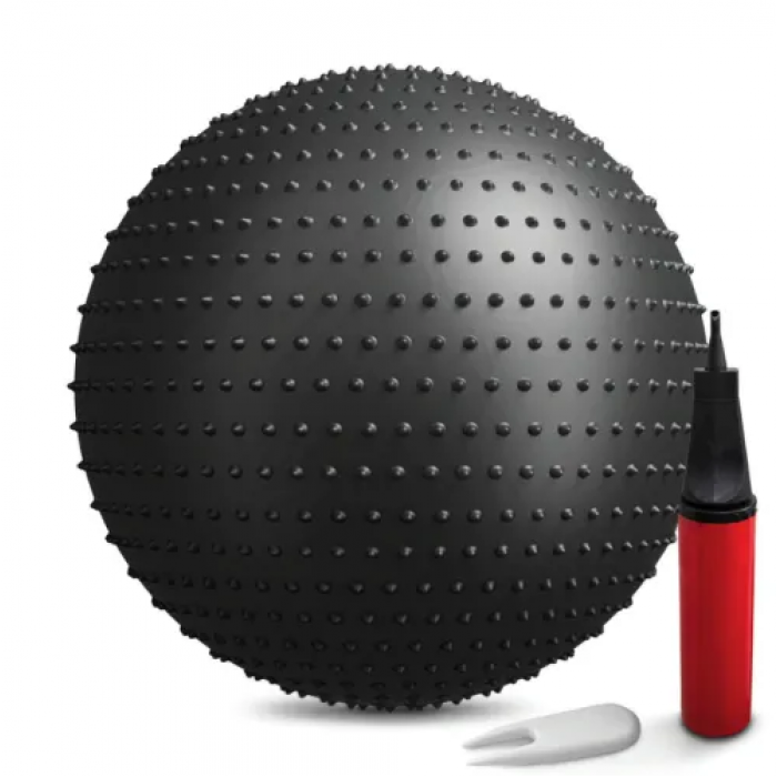 Фітбол масажний Hop-Sport 65см чорний + насос