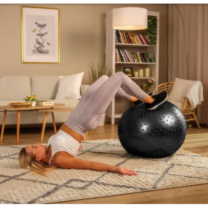 Фітбол масажний Hop-Sport 65см чорний + насос