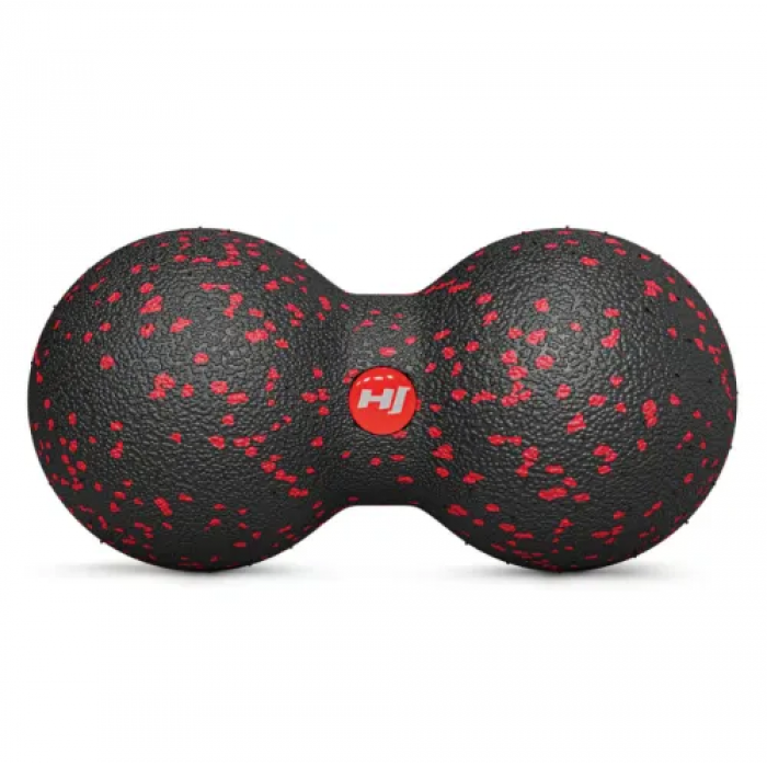 Масажний м'яч подвійний EPP 80 мм Hop-Sport HS-D008MB чорно-червоний