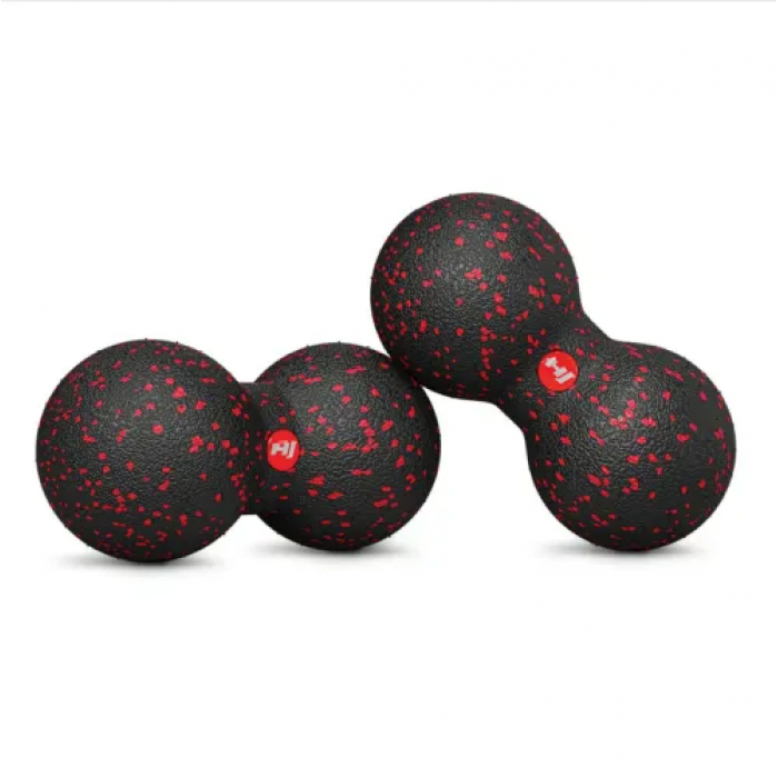 Масажний м'яч подвійний EPP 80 мм Hop-Sport HS-D008MB чорно-червоний