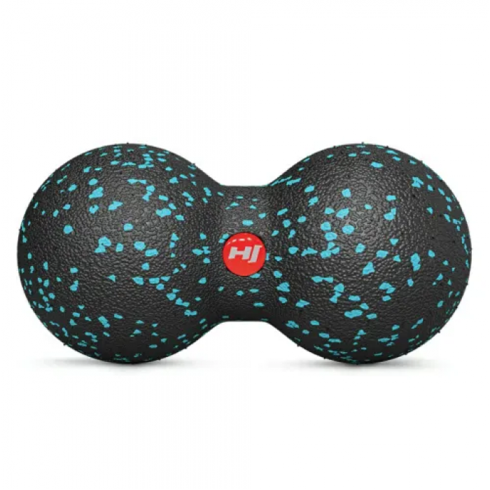 Массажный мяч двойной EPP 80 мм Hop-Sport HS-D008MB черно-голубой