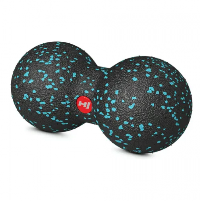 Массажный мяч двойной EPP 80 мм Hop-Sport HS-D008MB черно-голубой