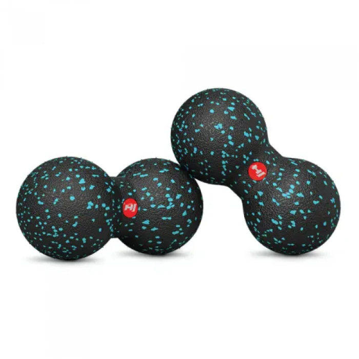 Массажный мяч двойной EPP 80 мм Hop-Sport HS-D008MB черно-голубой