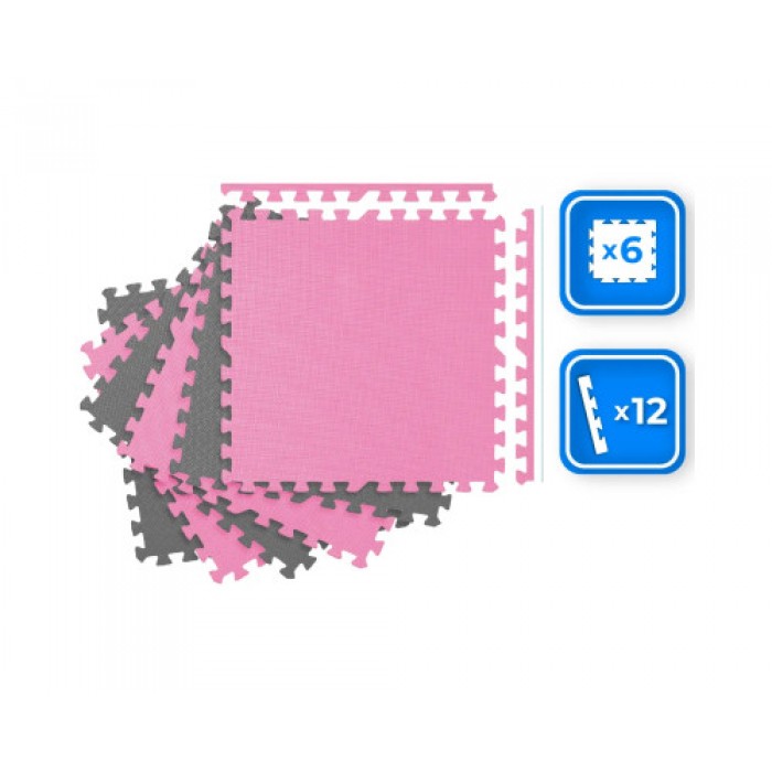 Мат-пазл THUNDER PZ-02 60 х 60 х 1 см рожево-сірий 6шт