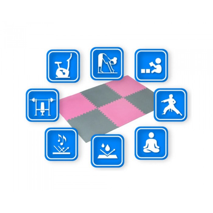 Мат-пазл THUNDER PZ-02 60 х 60 х 1 см рожево-сірий 6шт