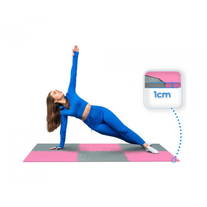 Мат-пазл THUNDER PZ-02 60 х 60 х 1 см рожево-сірий 6шт