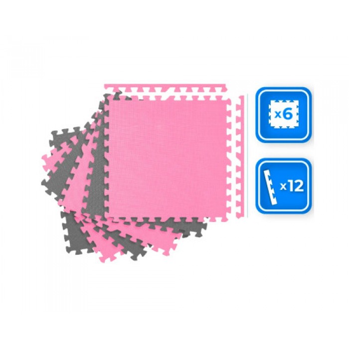Мат-пазл THUNDER PZ-02 60 х 60 х 1 см рожево-сірий 6шт