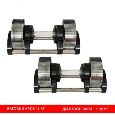 Гантели с регулируемым весом 3-20 кг Generation Fitness GF3-20kg (хром) - пара
