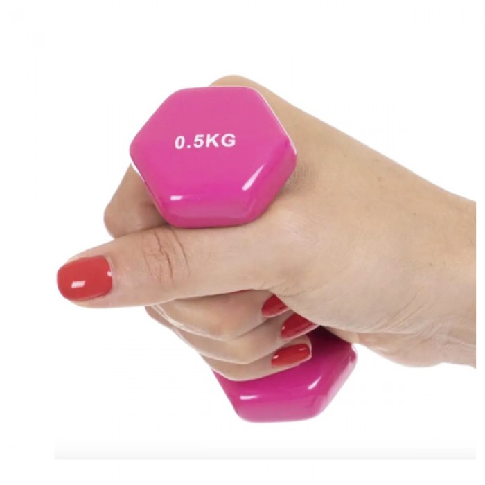 Гантель для фитнеса 0,5 кг 1шт с виниловым покрытием Generation Fitness FF51D3A-0.5kg (розовый)