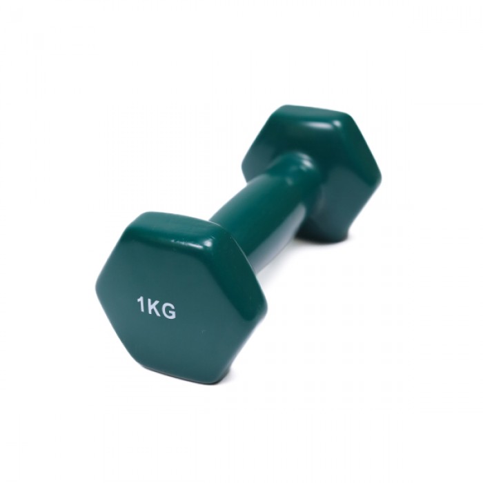 Гантель для фитнеса 1 кг 1шт с виниловым покрытием Generation Fitness FF51D3A-1kg (темно-зеленый)