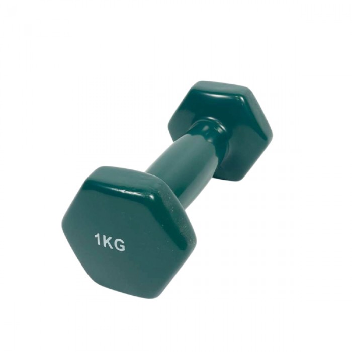 Гантель для фитнеса 1 кг 1шт с виниловым покрытием Generation Fitness FF51D3A-1kg (темно-зеленый)